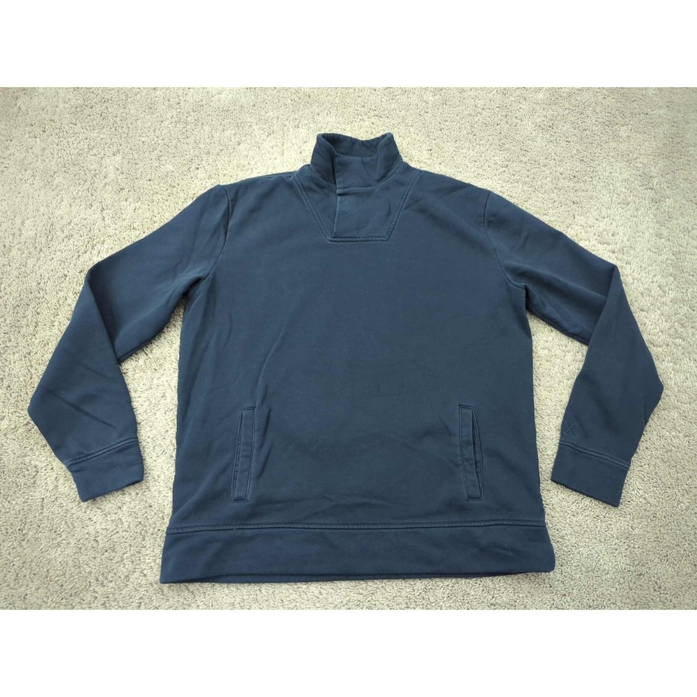 Express Pullover Mens L TALL Navy Mock Neck Placket Sweatshirt Preppy Casual